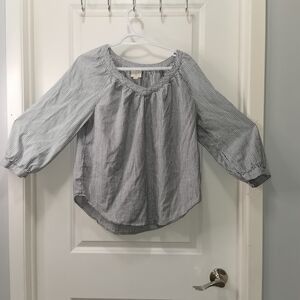 Striped Off-Shoulder Peasant Top - Black & White